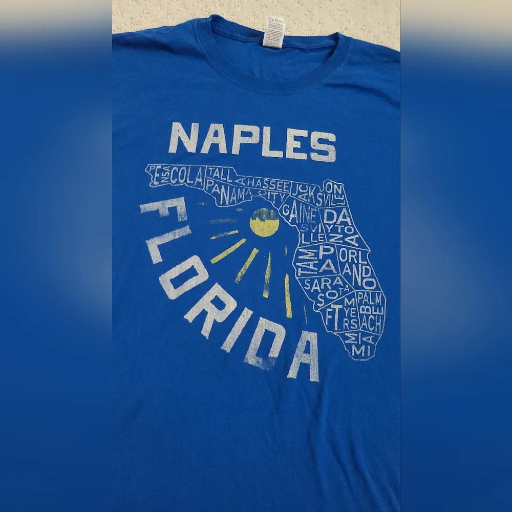 Naples Florida Short Sleeve Blue t-shirt 100% Cotton Size XL - Picture 4 of 6